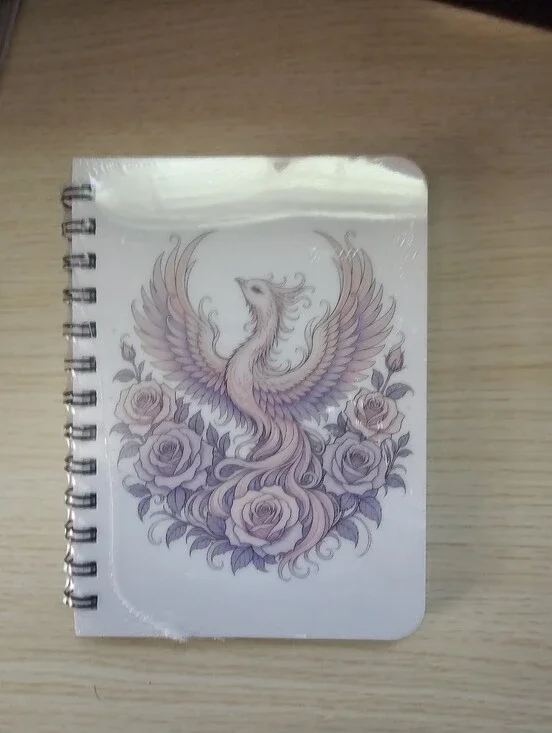 Spiral Journal with Pink and Lavender Floral Phoenix Cover - Home Office Sealed