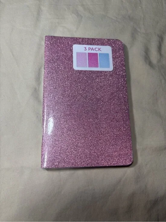 New Glitter Pink Notebooks Set of 3 - Sparkly Journals Diary