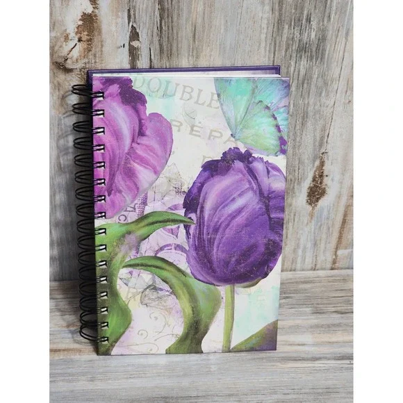 Pine Ridge Art Inc Color Bakery Purple Tulip Butterfly Spiral Lined Journal