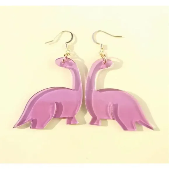 Purple Dinosaur Earrings