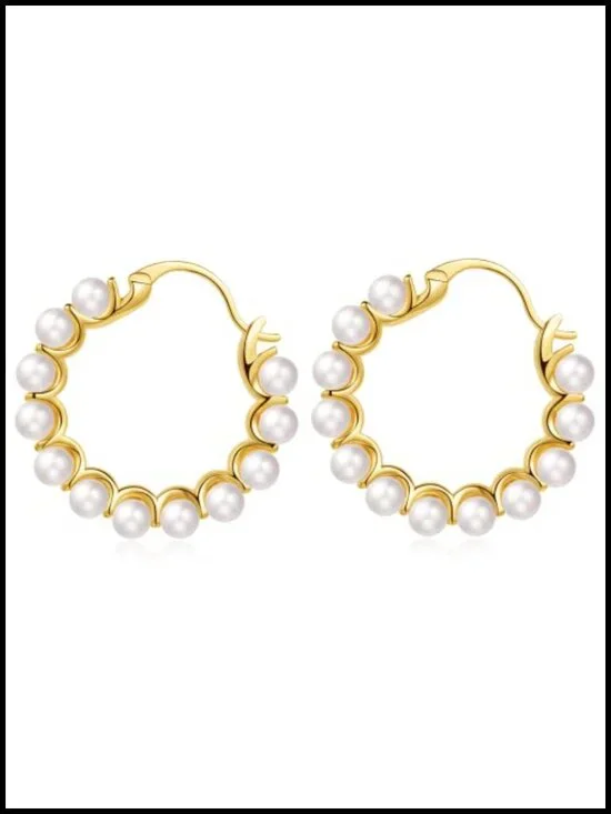 Pearl Hoop Earrings for Women Dangle Hypoallergenic Drop Gifts
