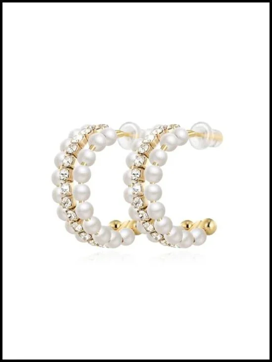 Sterling Silver Gold Plated Beaded Drop Hoop Earrings Dangle Jewelry