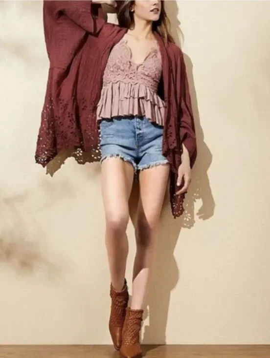 Free People Amaira Kimono Open Drape Jacket Size XS/S