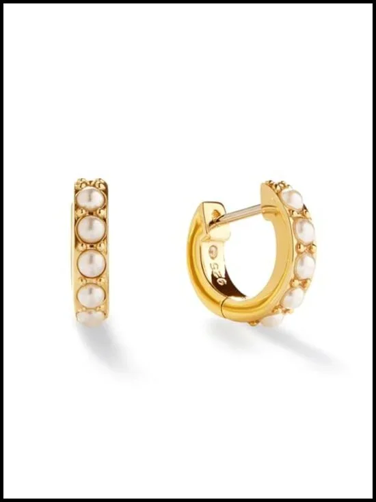 Sterling Silver Huggie Hoop Earrings - 14K Gold Plated, Hypoallergenic,