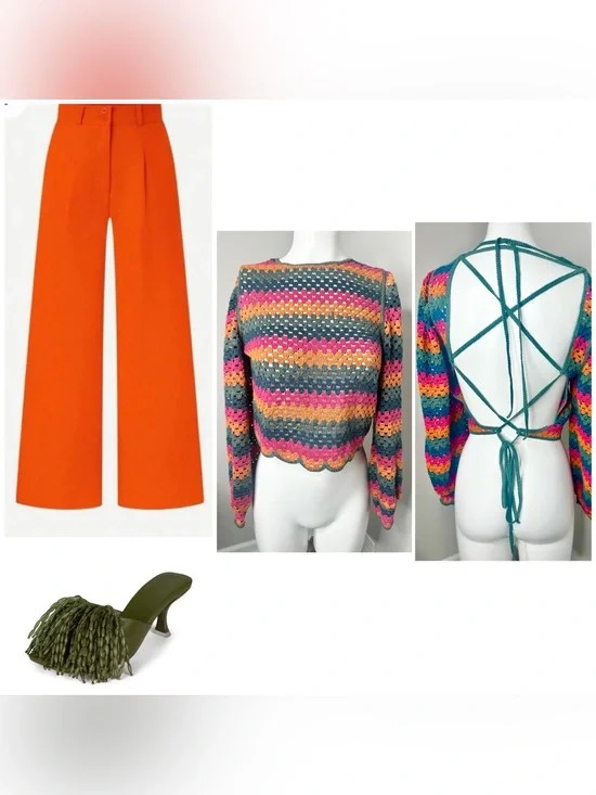 ZARA OPEN BACK CROCHET TOP- L -PRELOVED