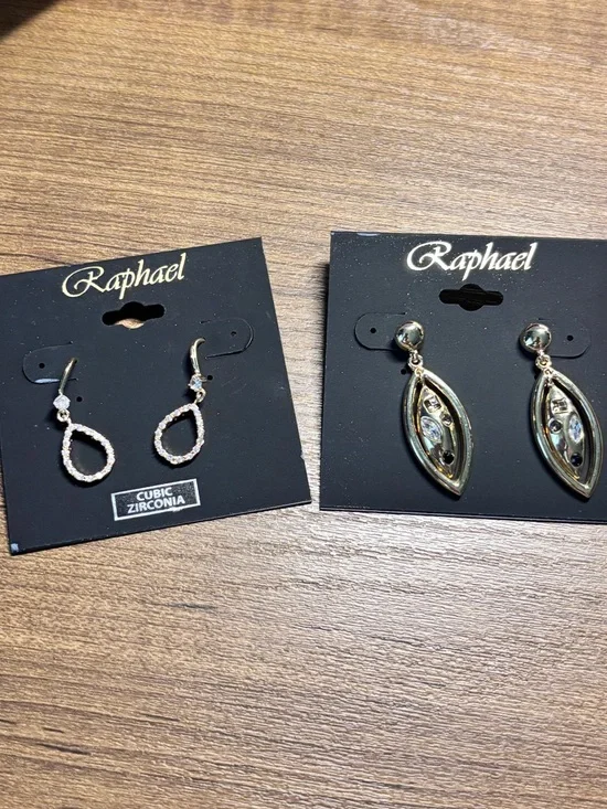 Raphael Gold Crystal Teardrop & Marquise Earring‎ Duo