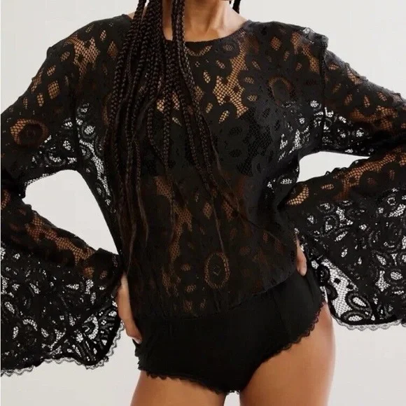 Free People better with time lace bodysuit NWOT