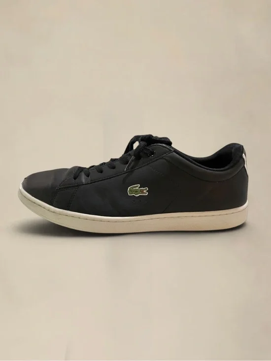 LACOSTE Carnaby EVO Black Leather Sneakers Size 13