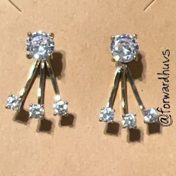 Convertible Rhinestone Earrings – 3-Piece Modular Design – Clear Stones