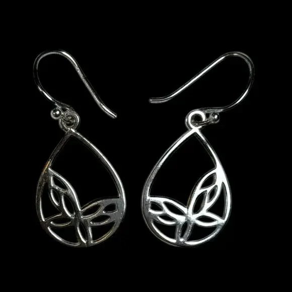 Sterling Silver Southwest Style butterfly Teardrop Drop Earrings 1.52g