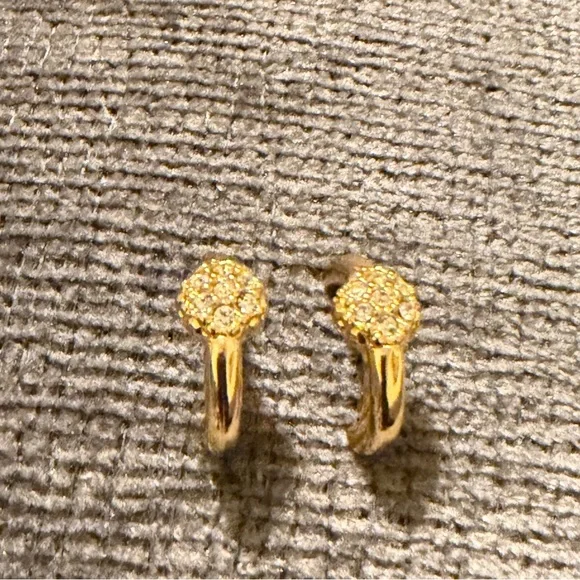 Limited  Gold Hoop Rhinestone Encrusted Cluster Earrings