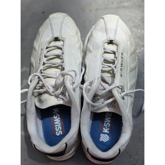 Vintage K-Swiss Tubes White Leather Sneakers - Early 2000s Athletic Shoes
