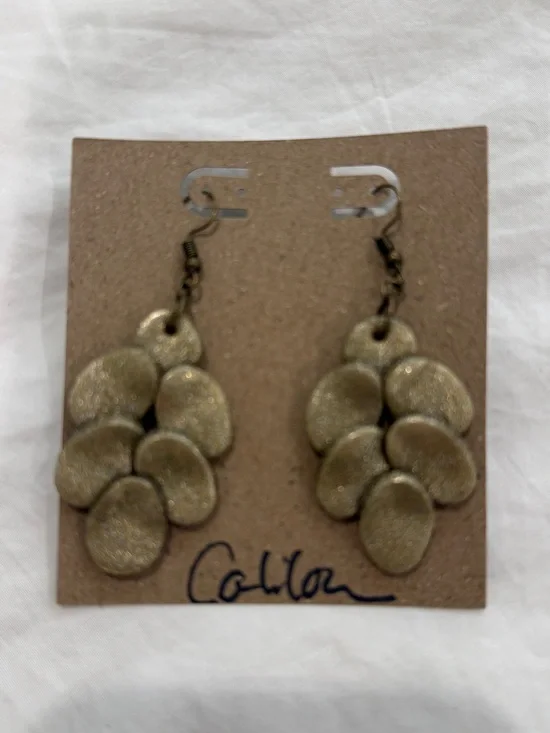 Gold Disc Cluster Drop Earrings by