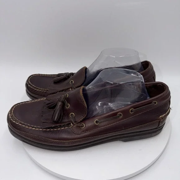Bass Henry Brown VTG Leather Kiltie Tassel Loafers Boat Deck Shoes Mens Size 12