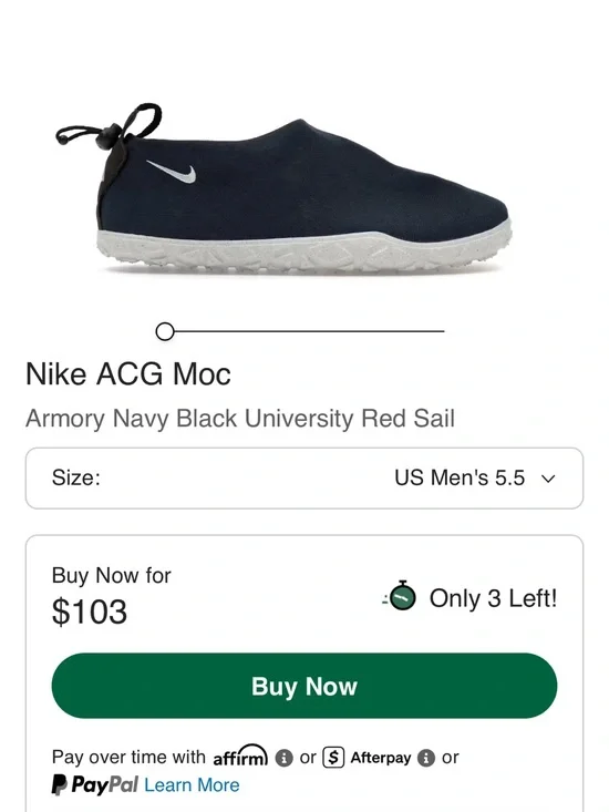 Nike Slip-On Moc in Navy and White Size 5.5