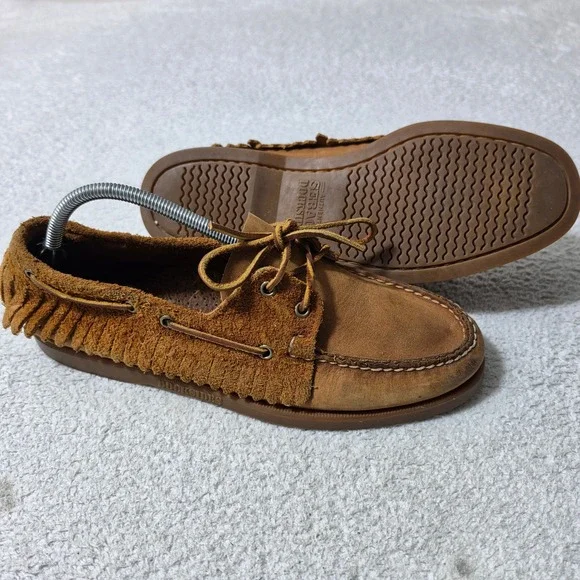 VTG Sebago Ronnie Fieg Mens 9.5 Boat Shoes Beige Suede Fringe Docksides Loafers