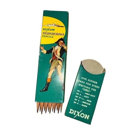 Vintage Dixon Ticonderoga‎ No. 4 Hard Woodcase Pencils Dozen w/ Box 1388