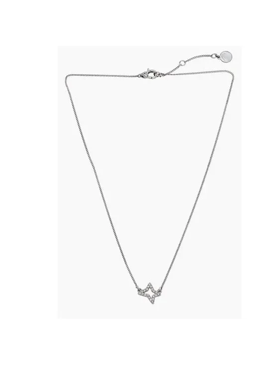 All Saints Crystal Star Charm Silver Necklace New