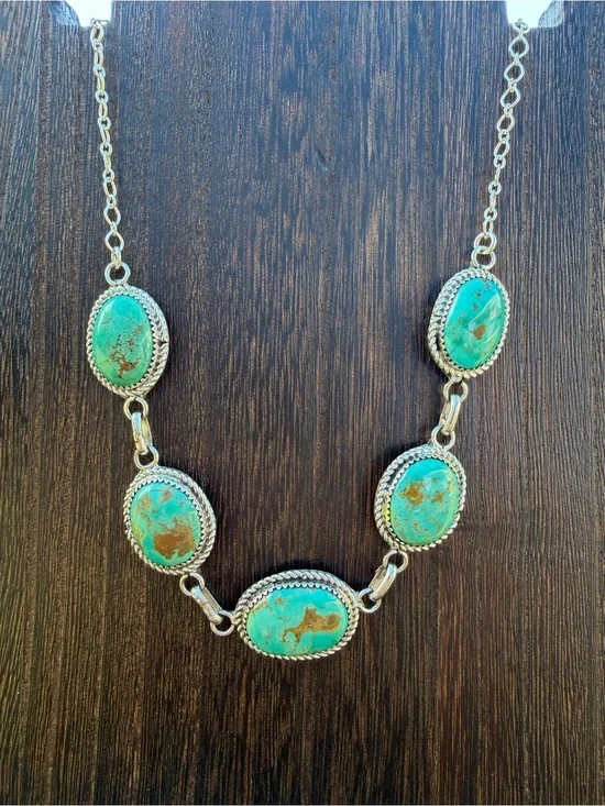 Kingman Turquoise Choker Navajo Handmade by Keith Henry - signed