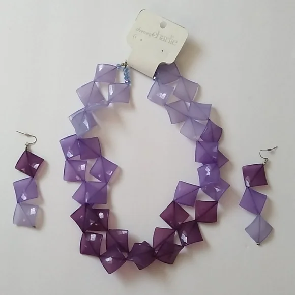 Purple‎ necklace with matching earrings