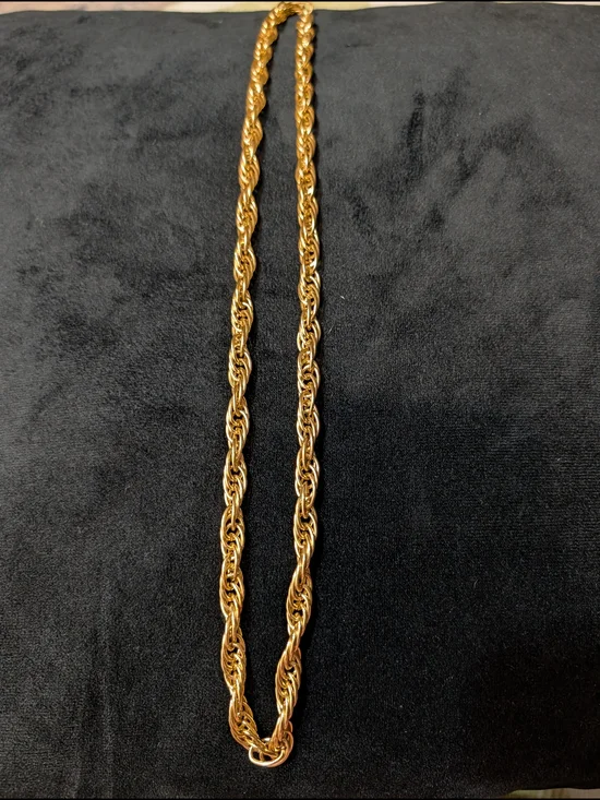 Gold Tone Rope Chain Necklace Chain Style Length 13.5