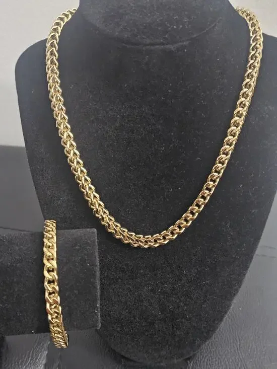 Combo 6mm 18in.chain & 8in bracelet Gold-Plated Stainless Steel box design
