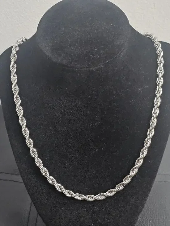 36in. silver Stainless Steel-5.8mm French Rope Chain Necklace