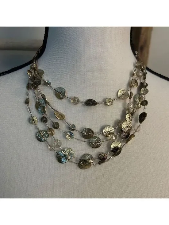 Chicos Multi-Strand Gold Tone Disc Necklace