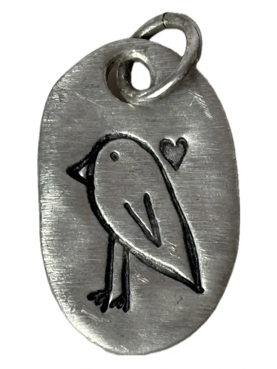 Pewter Plover Pendant Bird Charm Dog Tag Style