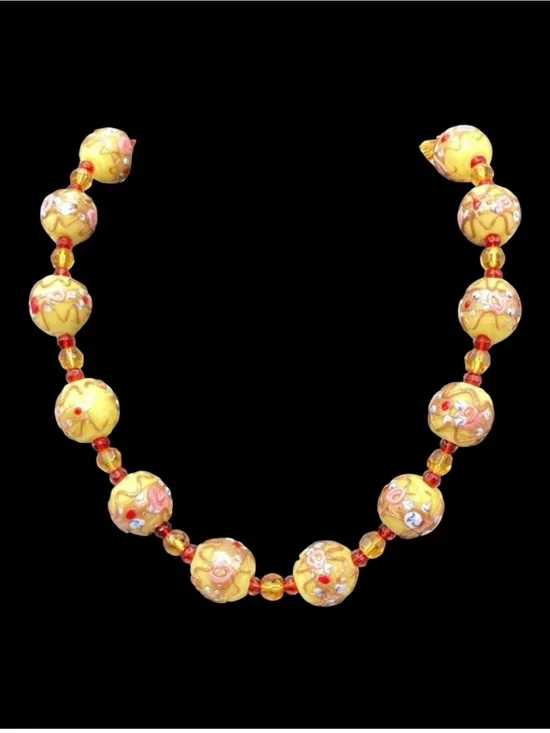 Vintage Italian Wedding Cake Bead Choker Necklace Art Deco 1930’s