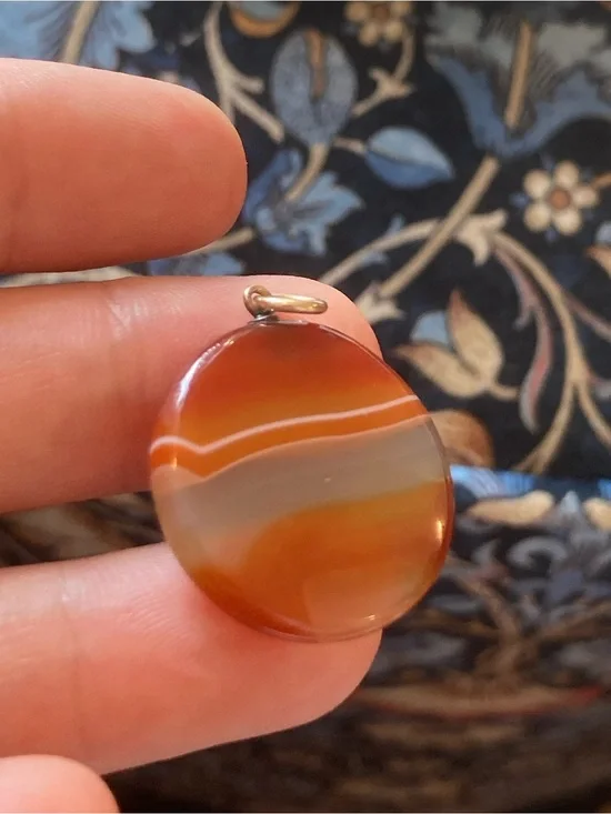 Antique Victorian Banded Agate Gold-Filled Charm/Pendant