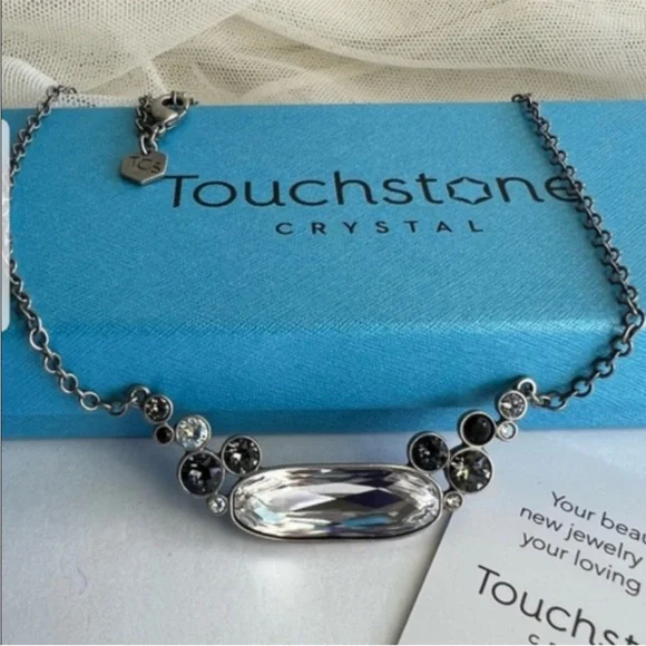 Swarovski Touchstone Crystal Black Cluster Necklace NWT