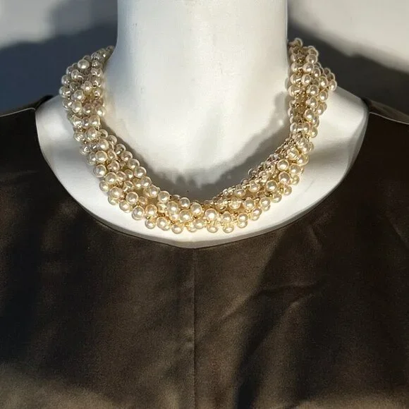 Pearl & Gold Beads 6-strand Necklace Chic Wardrobe Staple Timeless Dressy Paris