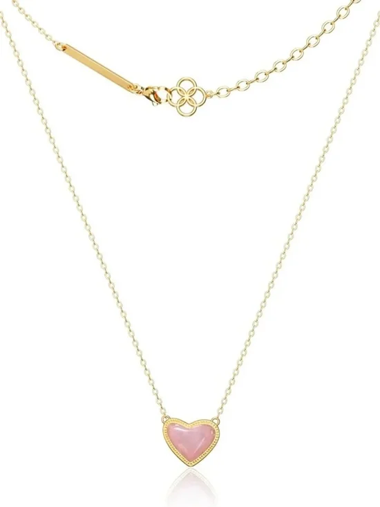 Dainty 18K Gold Plated Heart Pendant Necklace for Women, Adjustable Length