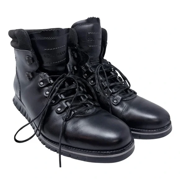 Cole Haan Zerogrand Mens Black Leather Hiker Boots Size 11 Grand.OS Hiking Shoes