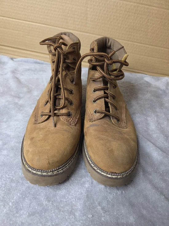 Bianca Brown Suede Ankle Work Boots Round Toe Lace-Up Men’s US 8.5