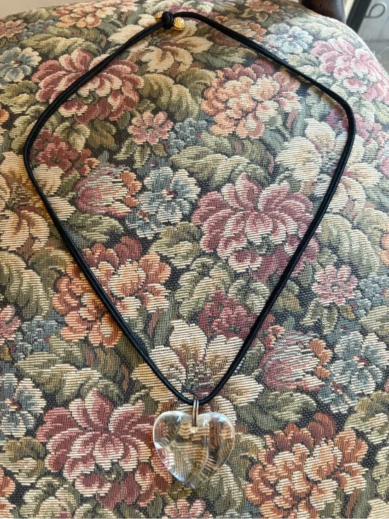 Baccarat Heart Pendant Necklace on Black Cord
