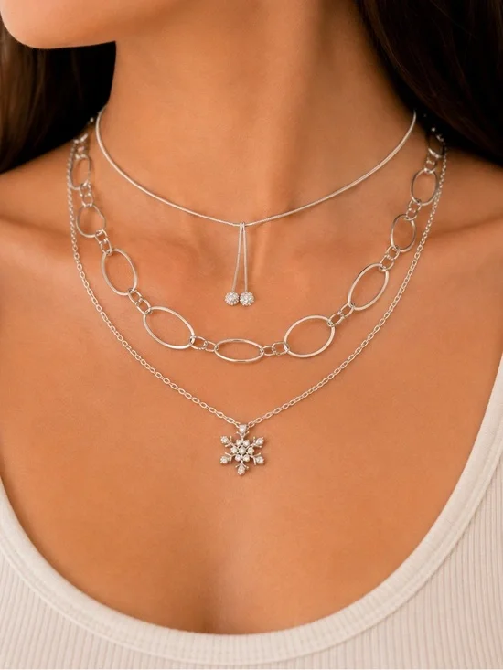 Lot of 3 dainty Silver-Tone Necklaces