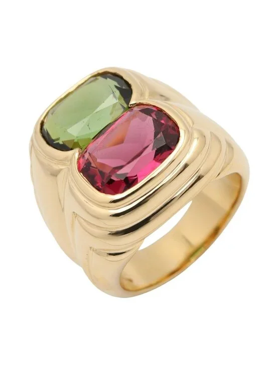 Bvlgari Ring Doppio Bachelato Peridot Pink Tourmaline 18k