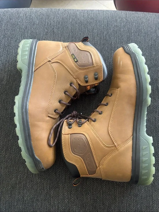 Brahma Tan Work Boots with Green Outsole
