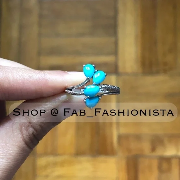 Turquoise Sterling silver ring with sleeping beauty stones size 7 rare