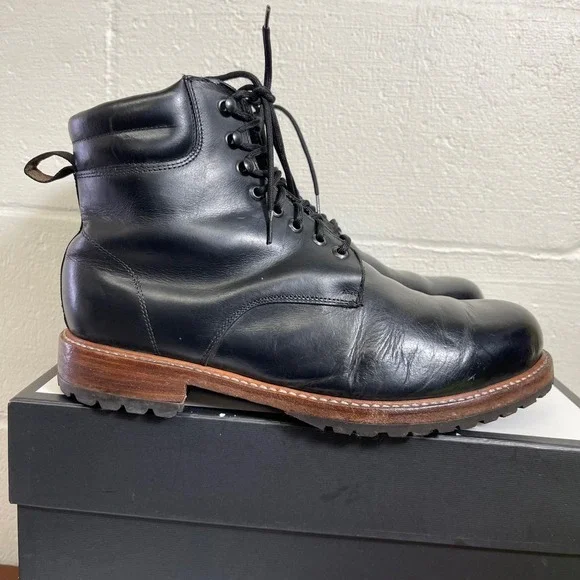 Wilcox Shiloh Black Leather Lug Goodyear Welt Ankle Boots‎ Lace up Women's 11.5