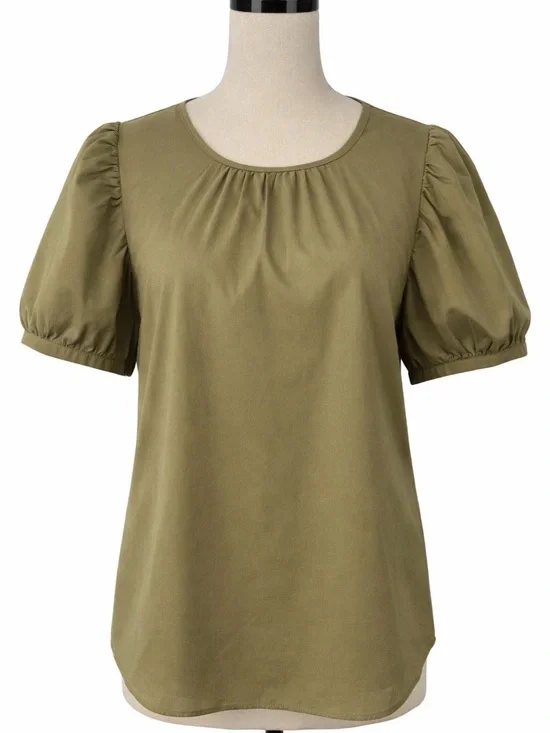 NWT J. Crew Poplin Puff Sleeve Olive Green Size Small