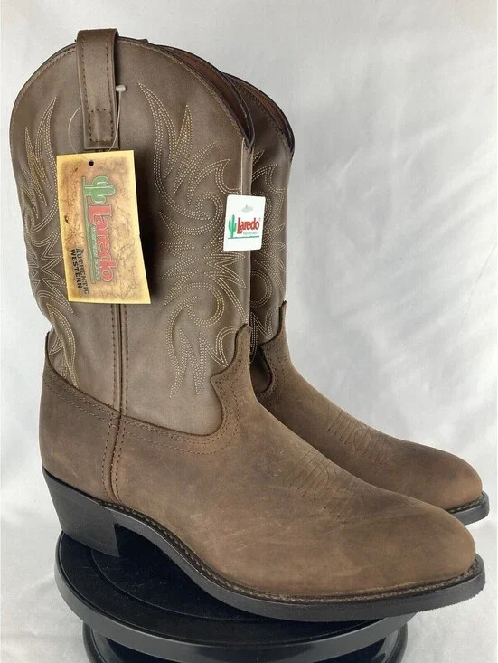 NEW Men’s Size 12 D Laredo Brown Leather Cowboy Western Work Boots Round Toe