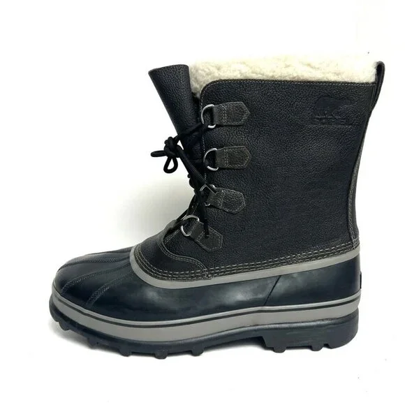 Sorel Men's Caribou Wool Lined Waterproof Boots Gray, Size 17 M