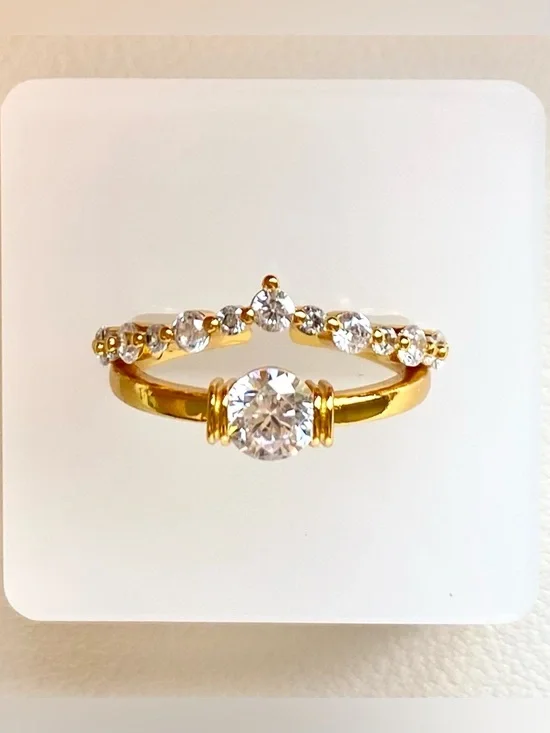 Gold Crystal Stackable Ring
