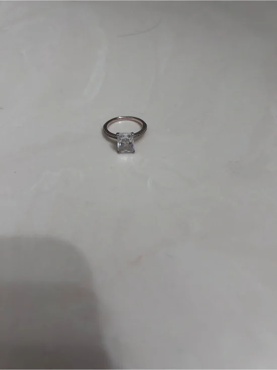 Rose Gold Clear Square-Cut Solitaire Ring