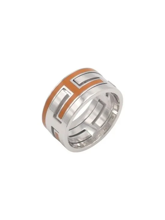 Hermes Move Ash Ring 925 Sterling Silver Orange 55