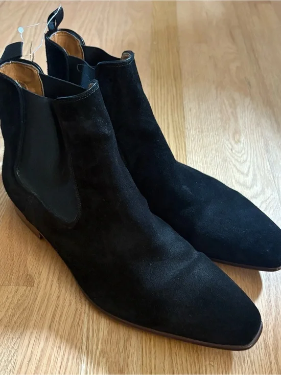Aldo Black Suede Chelsea Boots — Sleek Slip-On Ankle Boots Sz 13 Men’s Leather