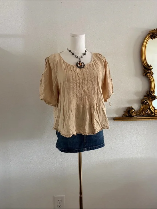 Free People Beige flowy Peasant Top